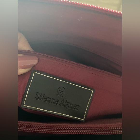 Etienne Aigner Red Tote Bag with Structured Design and Gold Hardware - Picture 13 of 16